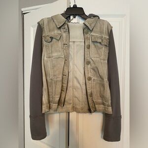 Free People Tan and Gray Jean Jacket